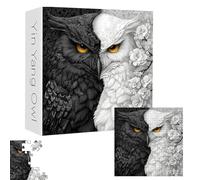 Puzzle bianco e nero gufo fiori, Yin Yang Owl Puzzle per adulti 1000 pezzi, puzzle impossibile difficile puzzle sfida, animale arte floreale sfida estetica (A)