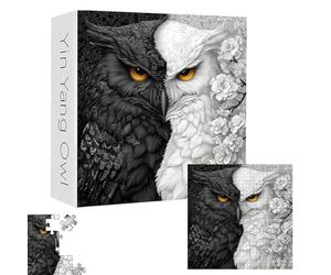 Puzzle bianco e nero gufo fiori, Yin Yang Owl Puzzle per adulti 1000 pezzi, puzzle impossibile difficile puzzle sfida, animale arte floreale sfida estetica (A)