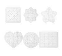 Puzzle bianco in varie forme, tra cui rettangolo, stella ottagonale, stella pentagonale, cuore, cerchio e quadrato, puzzle fai da te, adatto per bambini come regalo di compleanno