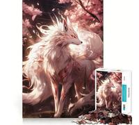 Puzzle bianco Sakura Kitsune per adolescenti,1000 pezzi,gioco di memoria,incastro perfetto,nessun pezzo si stacca,ideale da portare in viaggio,gioco per allenare la mente,regalo (50x75cm)