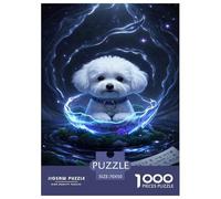 Puzzle Bichon Frise Dog Composto Da 1000 Pezzi Per Adulti,Fantasy Night Scene Gioco Diabilità Impossibile Puzzle Pittura Giochi Rilassamento E Intelligenza Regalo Per Amore E Amico 70x50cm/1000pcs