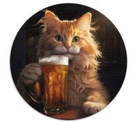 Puzzle Bier trinkende Katze, 1000 Teile, Karton, Puzzle, Kunstwerk, Dekor, Intelligenzspielzeug für Familien-Indoor-Spiele, 1000 Teile (67,5x67,5cm)