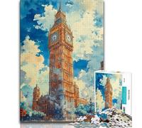 Puzzle Big Ben a Londra da 1000 pezzi per adulti, difficile da completare ma divertente e umoristico gioco educativo per compleanni 50x75cm