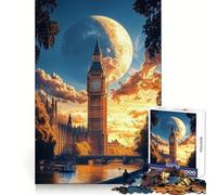 Puzzle Big Ben e tramonto di Londra, 1000 pezzi per adolescenti Migliora la memoria, divertimento rilassante, taglio laser, regalo affettuoso (38x52cm)