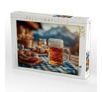 Puzzle, birra con brezn, uomini di maggio come dovrebbe essere | Brezn, vista montagna, birra, 1000 pezzi, dimensioni 64 × 48 cm, puzzle CALVENDO