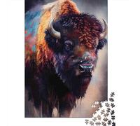 Puzzle Bisonte Americano Pennellate Colorate, 1000 pezzi carta riciclata over 12 anni, gioco familiare divertente stimolante 52x38cm/1000pcs