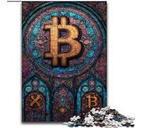 Puzzle Bitcoin in vetro colorato da 1000 pezzi per adulti, modello da assemblare, ideale come regalo per tutta la famiglia, adatto per bambini di età compresa tra 26 e 38cm