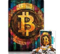 Puzzle Bitcoin in vetro colorato per adolescenti, gioco educativo e sfida giocattolo, ideale come regalo per tutta la famiglia, 38x26cm
