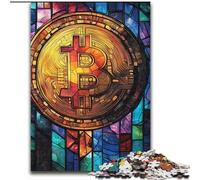 Puzzle Bitcoin in vetro colorato per adulti e adolescenti, giocattoli educativi per l'apprendimento, giochi per famiglie con poster abbinato e foglio di quiz (50x75cm)