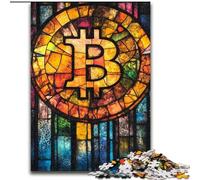 Puzzle Bitcoin in vetro colorato per adulti, giochi educativi fai da te con poster abbinato e foglio di quiz per età 14+ (26x38cm)