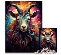 Puzzle bizzarro e colorato a forma di capra, 1000 pezzi, per adulti, in legno, attività per famiglie, rompicapo, decorazioni per la casa, regalo di Natale, 50x75CM/19,68x29,52 pollici.