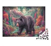 Puzzle Black Bear Under Moonlit Sky Jigsaw Giochi Educativi 1000 Pezzi Wildlife, Casa Decorazione, Adulti Per Regalo 52x38cm/1000pcs