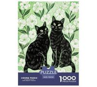 Puzzle Black Cats 1000 Pezzi in Cartone Per Bambini E Adulti Gioco Da Interno Puzzles Two Black Cats Four Leaf Regalo Originale 70x50cm/1000pcs
