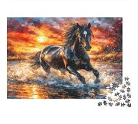 Puzzle Black Horse Galloping Composto Da 1000 Pezzi Per Adulti, Gioco Diabilità Impossibile Puzzle Pittura Giochi Rilassamento E Intelligenza Regalo Per Amore E Amico 70x50cm/1000pcs