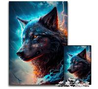 Puzzle Black Lightning Wolf per adulti, puzzle in cartone da 1000 pezzi per adulti e adolescenti, serata di giochi in famiglia, idea regalo stimolante per il cervello 26X38CM/10,23x14,96 pollici