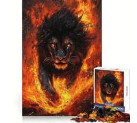 Puzzle Black Lion Emerging Flames da 1000 pezzi per ragazzi, ideale per sviluppare la memoria, per momenti di relax, con bordi netti e come regalo (38x52cm)