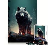 Puzzle Black Wolf da 1000 pezzi per adulti, allenamento mentale, svago rilassante, taglio laser, regalo di Natale unico (38x26cm)