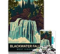 Puzzle Blackwater Falls da 1000 pezzi per adulti e ragazzi, giocattoli, giochi educativi antistress, adatti per la decorazione della scrivania, 50x75cm