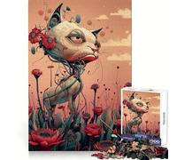 Puzzle Bloomy con gatto robot, 1000 pezzi, per ragazzi, rompicapo, svago, divertimento, blocco solido, regalo festivo (38x26cm)