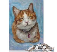 Puzzle blu con meme di gatto sorridente, 1000 pezzi, per adulti, puzzle di carta, gioco di sfida per l'esercizio mentale, regali di intrattenimento, attività per famiglie (75x50 cm)