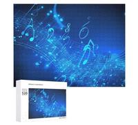 Puzzle blu con note musicali per adulti, 520 pezzi, puzzle in legno unico, regalo impegnativo per serate di gioco in famiglia, 38 x 50 cm