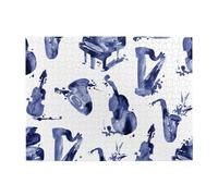 Puzzle Blues Sassofono Pianoforte Violoncello Basso, 500 pezzi per adulti - Puzzle in legno per adulti e anziani