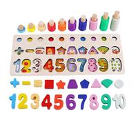 Puzzle Board Matching, Number Stacking Game, 12.01x5.12x2.95 In, Counting Shape Stacker, Fine Motor Skill Development, Number Shape Puzzles for Children Ages 1-5 Years (Multicolor)