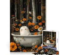 Puzzle Boho Ghost Bathtube Forest per adulti, 1000 pezzi, stimolante per la mente, rilassante, divertente, con taglio uniforme, regalo memorabile (38x26cm)