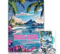 Puzzle Bora Bora Polinesia Francese per adolescenti 1000 pezzi, giocattolo educativo intellettuale decomprimente, regalo di compleanno, regali, arte murale 50x75cm