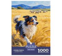 Puzzle Border Collie Dog Da 1000 Pezzi, Puzzle Wheat Field Adulti, Gioco Diabilità Impossibile Puzzle Arte Giochi Rilassamento E Intelligenza Regalo Per Amore E Amico 70x50cm/1000pcs