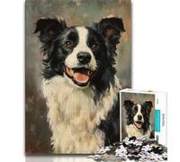 Puzzle Border Collie per adolescenti, puzzle da 1000 pezzi per adolescenti, aiuta il cervello ad allenarsi, giocattoli avvincenti per coltivare la pazienza, un'opera d'arte (50x75cm)