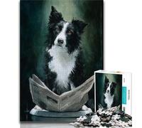 Puzzle Border Collie sul water per adulti e adolescenti, 1000 pezzi, aiuta il cervello a esercitare i giocattoli avvincenti per coltivare la pazienza e l'interazione genitore-figlio (38x26cm)