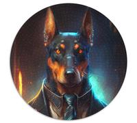 Puzzle Boss Doberman 1000 pezzi per adulti Puzzle rotondo 1000 pezzi Gioco per adulti Regalo Gioco interattivo per famiglie Sfida mentale Regalo 67,5x67,5 cm