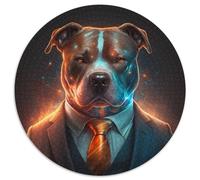 Puzzle Boss Dog da 1000 pezzi per adulti, puzzle rotondo da 1000 pezzi, rompicapo ad alta difficoltà per adolescenti, 67,5x67,5 cm