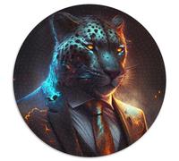 Puzzle Boss Leopard da 1000 pezzi per adulti, puzzle rotondi da 1000 pezzi per adulti, sfida per la mente, attività educativa per adolescenti, 67,5x67,5 cm