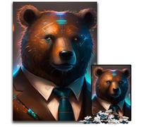 Puzzle Boss Orso Bruno da 1000 pezzi per adulti, puzzle impossibili per adulti, attività per famiglie, decorazioni fai da te per la casa, regalo di Natale 50x75CM/19,68x29,52 pollici