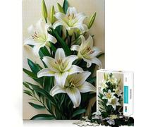 Puzzle "Bouquet di Gigli Bianchi" da 1000 pezzi,gioco di memoria,taglio di precisione,attività creativa interattiva per stimolare la mente a casa (38x26cm)