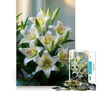 Puzzle "Bouquet di Gigli Bianchi" per ragazzi,1000 pezzi,gioco di sviluppo mentale,dimensioni uniformi,pezzi precisi,divertimento in famiglia,attività serale (50x75cm)