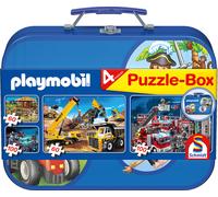 Schmidt - Puzzle 4v1 Playmobil contro plechovom kufríku - 100 Pezzi