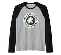 Puzzle Brain Club Pensatori Benvenuti Jigsaw Solver Maglia con Maniche Raglan