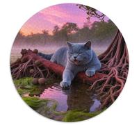Puzzle British Shorthair 1000 Pezzi Per Bambini E Adulti, Gioco Di Squadra, Difficile Sfida Rompicapo Con Mangrove Forest, Idea Regalo 1000pcs (67.5x67.5cm)