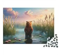 Puzzle Brown Bear 1000 Pezzi Per Bambini E Adulti, Gioco Di Squadra, Difficile Sfida Puzzles Con Reed Bed, Idea Regalo 52x38cm/1000pcs