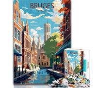 Puzzle Bruges Belgio per adulti e adolescenti, aiuta il cervello ad allenarsi, giocattoli avvincenti per coltivare la pazienza, ottimo regalo, 38x26cm