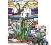 Puzzle "Bucaneve in vetro colorato" per ragazzi, 1000 pezzi, stimolante per la mente, ideale per il relax, con incastro preciso, perfetto come regalo per le vacanze (50x75cm)