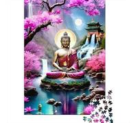 Puzzle Buddha Sakura Lunare Zen Torrente, 1000 pezzi carta riciclata over 12 anni, regalo divertente per la casa 52x38cm/1000pcs