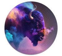 Puzzle Buffalo da 1000 pezzi per adulti, puzzle rotondi da 1000 pezzi per adulti, sfida per la mente, attività educativa per adolescenti, 67,5x67,5 cm
