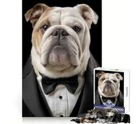 Puzzle Bulldog in smoking per adulti, 1000 pezzi, stimolante per lo sviluppo delle capacità cognitive, ideale per momenti di relax, con chiusura a scatto, regalo di Natale perfetto (38x26cm)