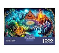 Puzzle Bundle 1000 Pezzi Città Sacra Montagna Bianca Spazio Psichedelico per Adulti Allenamento Mentale e Logica Cartone Resistente Ottimo Regalo per Uomini e Donne 52x38cm