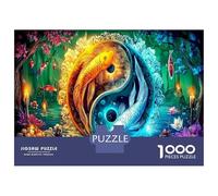 Puzzle Bundle 1000 Pezzi Formazione Bagua Pesci Tai Chi Psichedelico Classico per Adulti Molto Difficile Cartone Spesso Allenamento Mentale e Logica 52x38cm