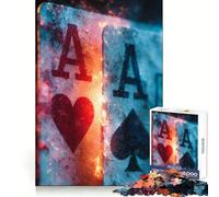 Puzzle Burning Aces︰ Cuori e Picche per adolescenti, 1000 pezzi, allenamento della memoria, fuga tranquilla, taglio perfetto, regalo memorabile (38x26cm)